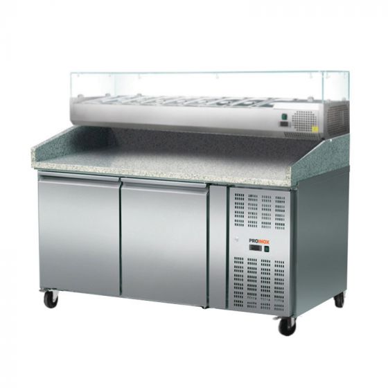 Mesa para pizza 2 puertas 400 X 600 y kit refrigerado