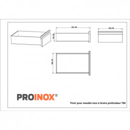 Mueble acero inoxidable adosado con 3 cajones Prof.700 - v2