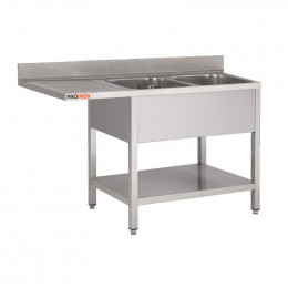 Fregadero de acero inoxidable esp LV 1800 X 700 X 850 MM (L x P x A) ESC izquierda 2 piletas