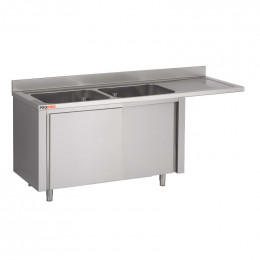 Fregadero de acero inoxidable sobre mueble esp. LV 1600 X 600 X 850 MM (L x P x A) ESC derecho 2 piletas
