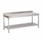 Mesa adosada de acero inoxidable de 1000 x 700 x 850 mm (L x P x A) con estante bajo