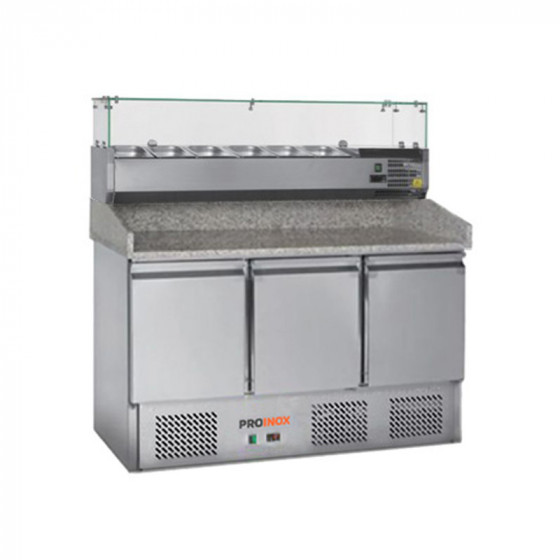 Mesa para pizza 3 puertas GN1/1 y kit refrigerado