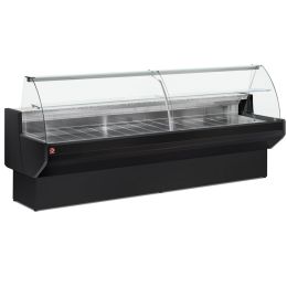Mostrador vitrina refrigerado ventilado negro cristales curvos con reserva 1040 mm (L)