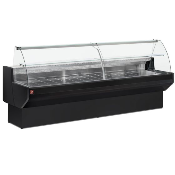 Mostrador vitrina refrigerado ventilado negro cristales curvos con reserva 1040 mm (L)