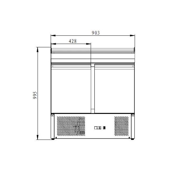 Mesa de preparación refrigerada 2 puertas Prof.700 MM - v3
