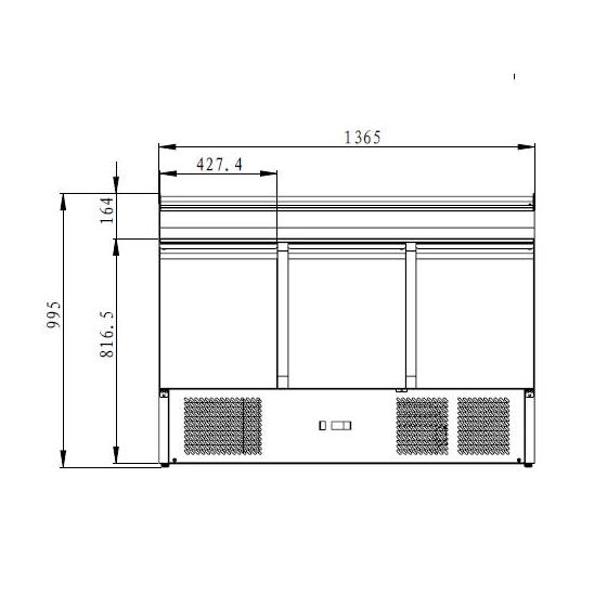 Mesa de preparación refrigerada 3 puertas prof.700 MM - v3