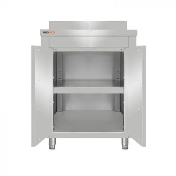 Meuble bas inox adossé à porte battante 800 x 700 x 850 mm - v2