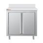 Meuble bas inox adossé à porte battante 800 x 600 x 850 mm