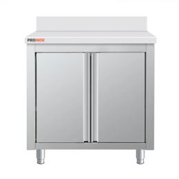 Meuble bas inox adossé à porte battante 800 x 600 x 850 mm
