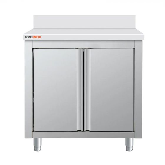 Meuble bas inox adossé à porte battante 800 x 600 x 850 mm