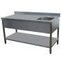 Mesa de chef de acero inoxidable 1400 x 700 (L x P) Bandeja a la derecha con estante bajo
