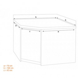 Mueble rinconero de acero inoxidable Prof.700 con protección contra salpicaduras - v2