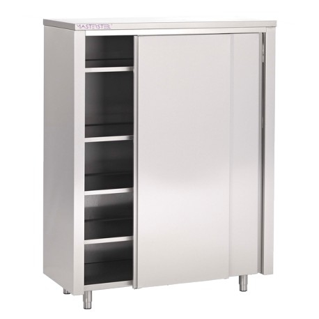 Mueble alto de acero inoxidable con puertas correderas 1200 x 600 x 1800 mm (L x P x A)