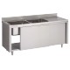 Fregadero de acero inoxidable sobre mueble 2 piletas 1600 X 700 X 850 MM (L x P x A) ESC derecha