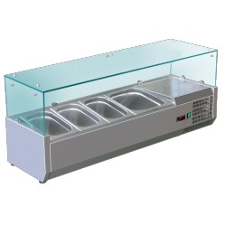 Vitrinas de ingredientes acristaladas 3 x GN1/3 + 1 x GN1/2 Prof. 395 mm x 1200 mm (A)